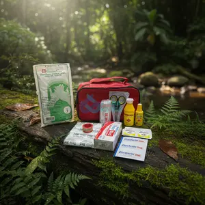 Paket P3K Travel Kit / Pouch First Aid Kit / Paket P3K Travel Kit Tas Jinjing Dengan ISI P3K Mobil