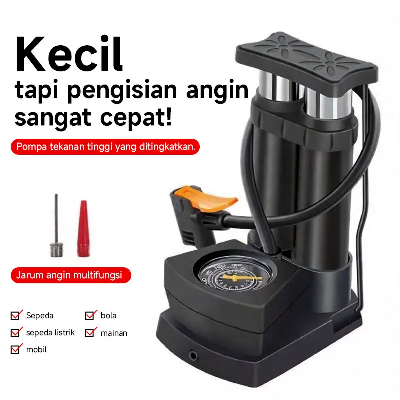 Pompa Injak Ban Ganda 160psi Double High Pressure untuk Sepeda Motor & Mobil dengan Kaki Pipa Ganda Tekanan Maksimal 160psi Serbaguna dan Efisien pompa udara bertekanan bola Mini Car Kendaraan Tire