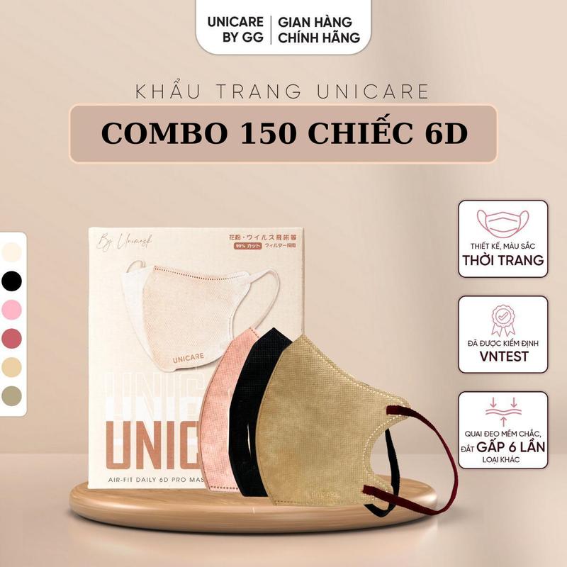 UNICARE LIVE Combo 150 Chiếc Khẩu Trang 6D Pro Mask Cao Cấp Mềm Mỏng Thoáng Khí