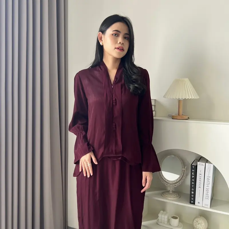 Hoolaqueen - Nameera Set Kurung - One Set Kurung Melayu - Set Rok Baju Kurung Kondangan Dewasa 5