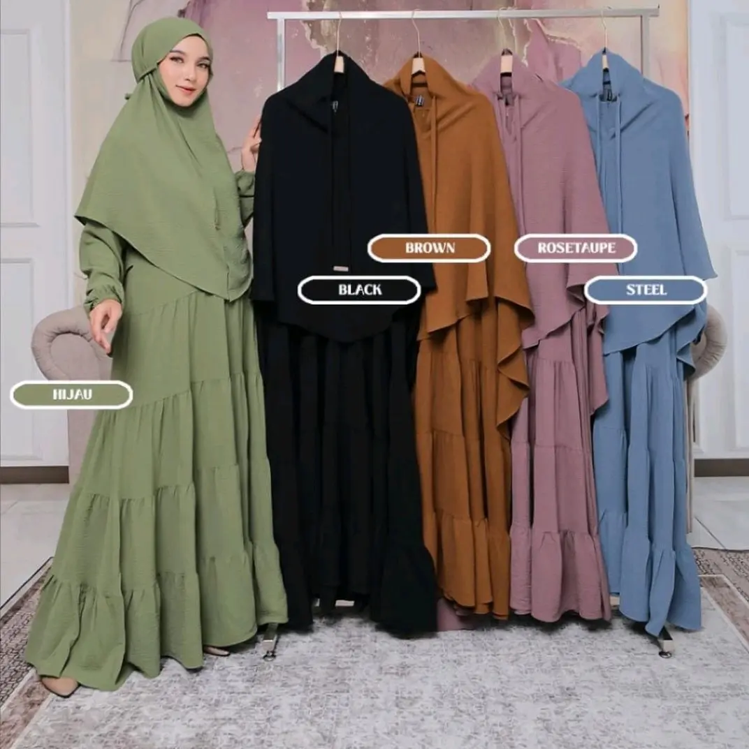 GAMIS DEWASA CRINKLE ONE SET KERUDUNG MODEL SERUT TERBARU,GAMIS CRINKLE MURAH Muslim
