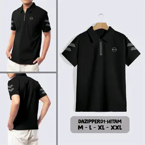 Kaos Polo Pria Kerah Dry Fit Premium Zipper Slim Fit - Pendek Baju Sablon Tshirt Distro dasar polos navy Atasan Keren