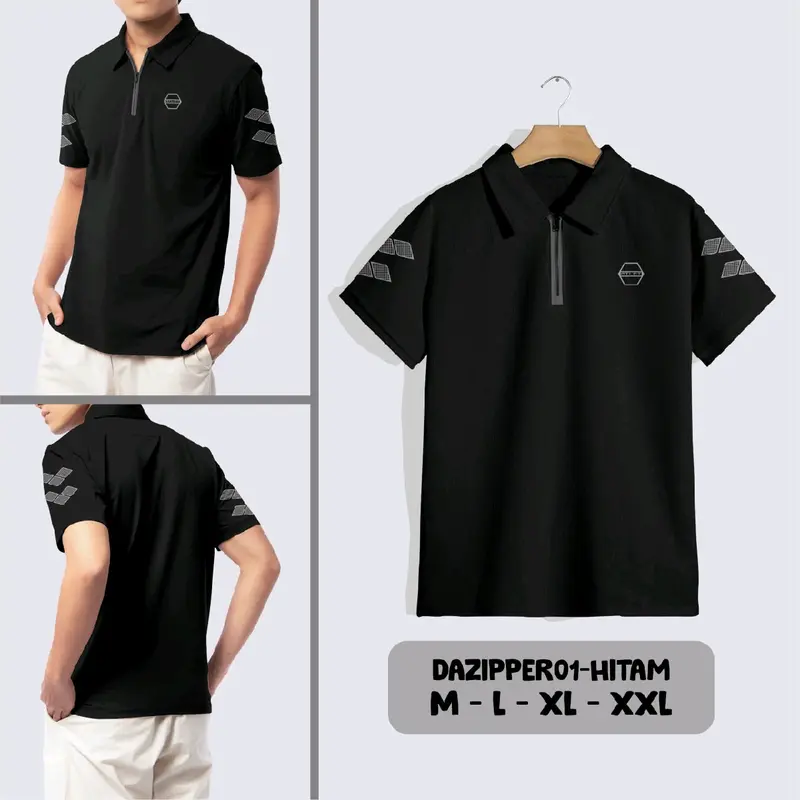 Kaos Polo Pria Kerah Dry Fit Premium Zipper Slim Fit Pende