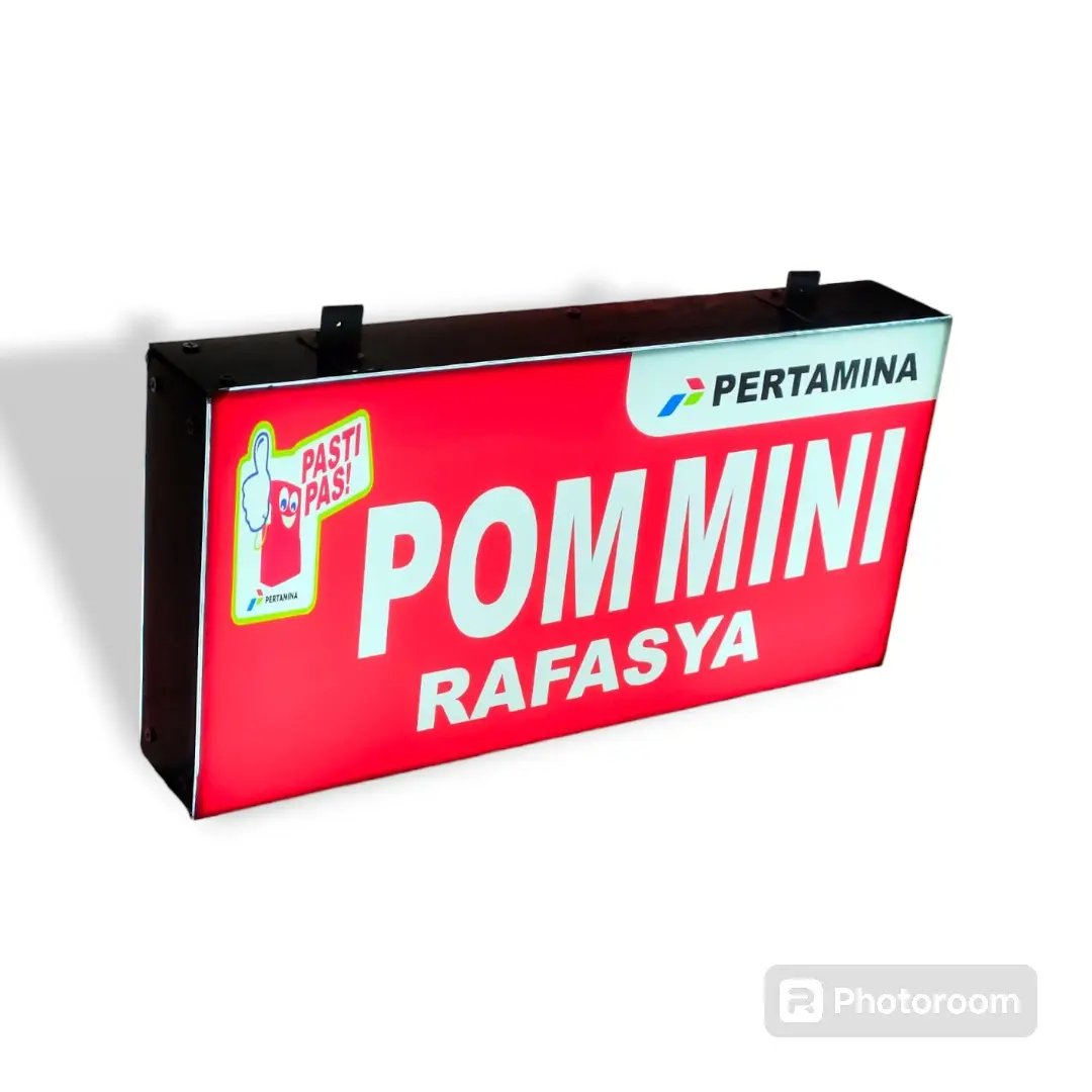 NEON BOX POM MINI 2 SISI (Bisa custom nama) Ukuran 20x40cm