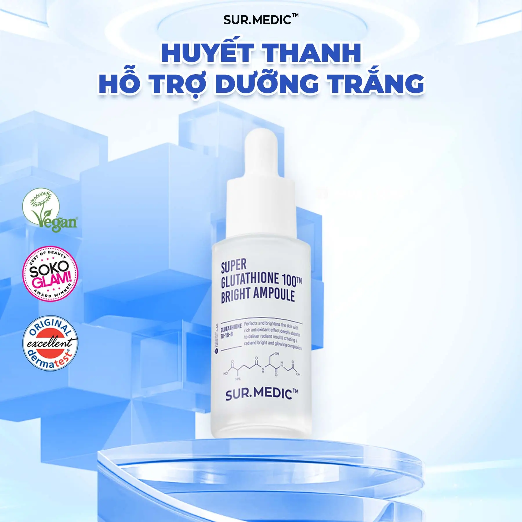 Sur.medic - Huyết Thanh Hỗ Trợ Dưỡng Trắng Surmedic Super Glutathione Bright Ampoule 32ml