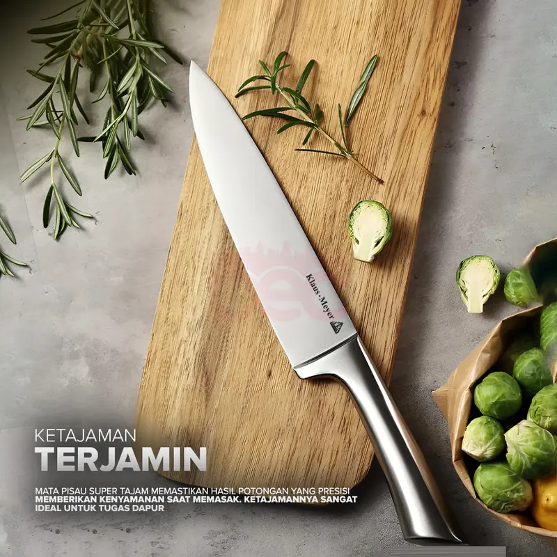 【BEC x Klaus-Meyer】Chef Knife Pisau Dapur Profesional Stainless Steel Super Tajam Triple Riveted Kitchenware 3