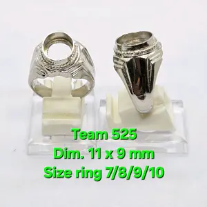 Ring emban alpaka super dim 11x9 tanam motif polosan / pengikat ring cincin batu akik eceran