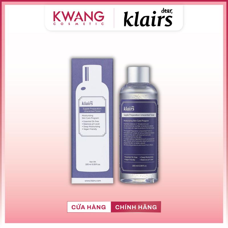 Nước hoa hồng Dear, Klairs Supple Preparation Unscented Toner hỗ trợ cấp ẩm cho…