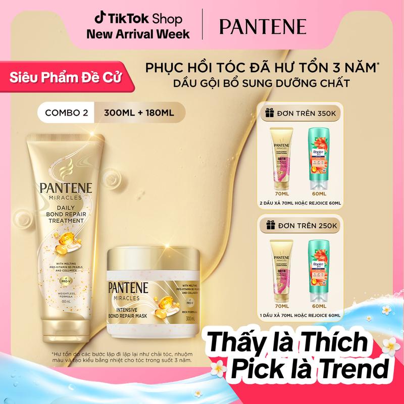 Combo Kem Ủ Tóc Serum 180ml và Mặt Nạ Ủ Tóc 300ml Pantene Miracles Không…