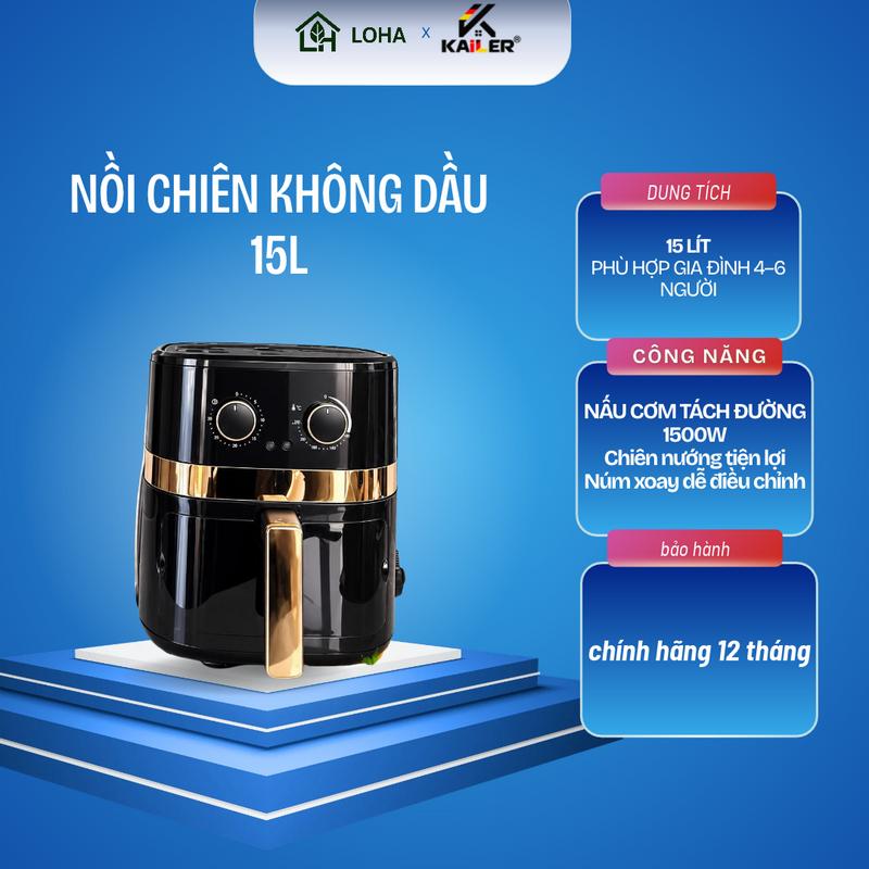 Nồi Chiên Không Dầu 15L 1500W – Nồi Chiên Không Dầu Dung Tích Lớn, Chiên Nướng Thực Phẩm, Điều Chỉnh Nhiệt Độ & Thời Gian