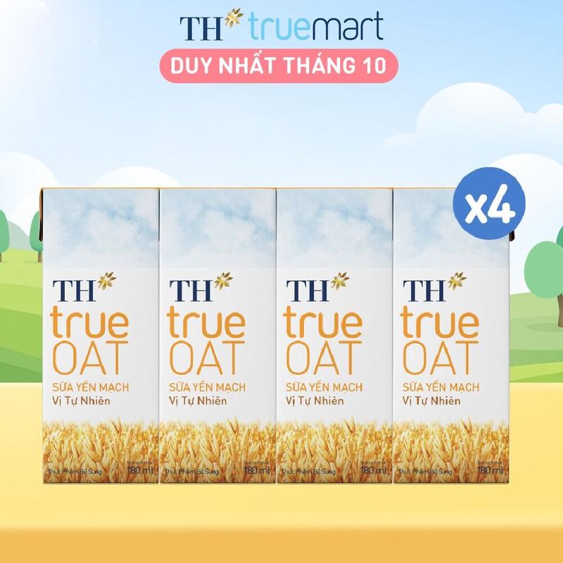 Combo 4 Lốc sữa yến mạch vị tự nhiên TH True Oat 180ml (180ml x 16)