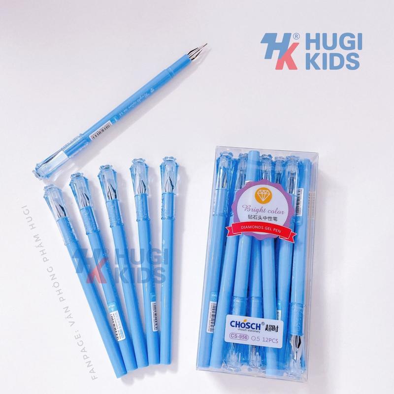 Hộp 12 Cây Bút Gel Kim Cương CHOSCH CS-956 – Mực Xanh/Tím, Viết Êm Nét Siêu Đẹp