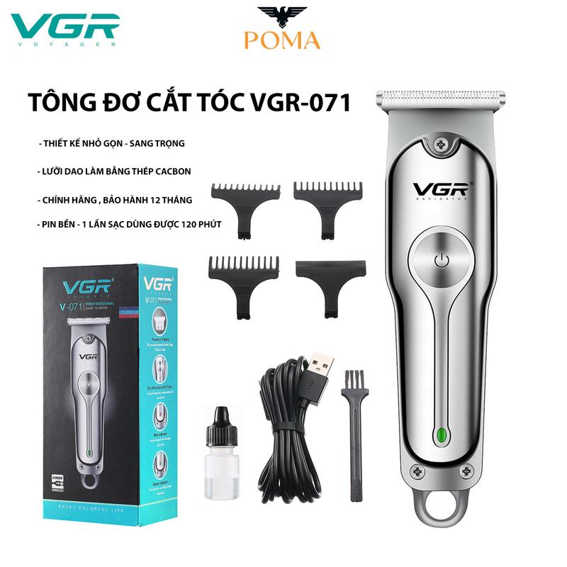 Tông đơ cắt tóc VGR-071 Thiết kế nhỏ gọn, sang trọng dễ sử dụng. Máy khỏe pin siêu khủng. Bảo hành lỗi 1 đổi 1