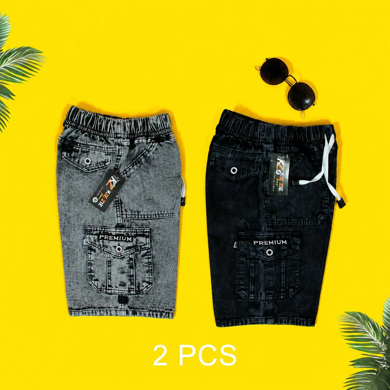Paket Hemat 2 Pcs Celana Jeans Cargo Anak Laki-laki Usia 7-14 Tahun