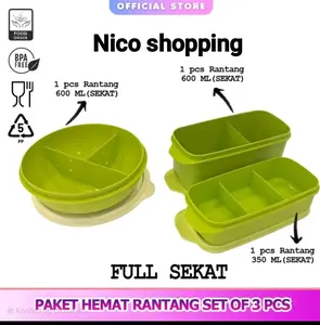 kotak makan hemat nico (1 paket is 3 pcs sekat full) -  nico shopping