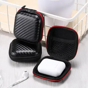 Tas Penyimpanan Headset Karbon Organizer Tempat Headset Earphone Pouch Dengan Resleting