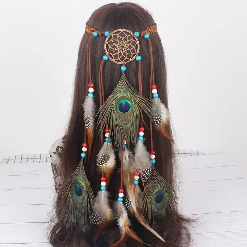 Dream Catcher Peacock Feather Hairband Headband Indian Dream Catcher Feather Hairband Headband