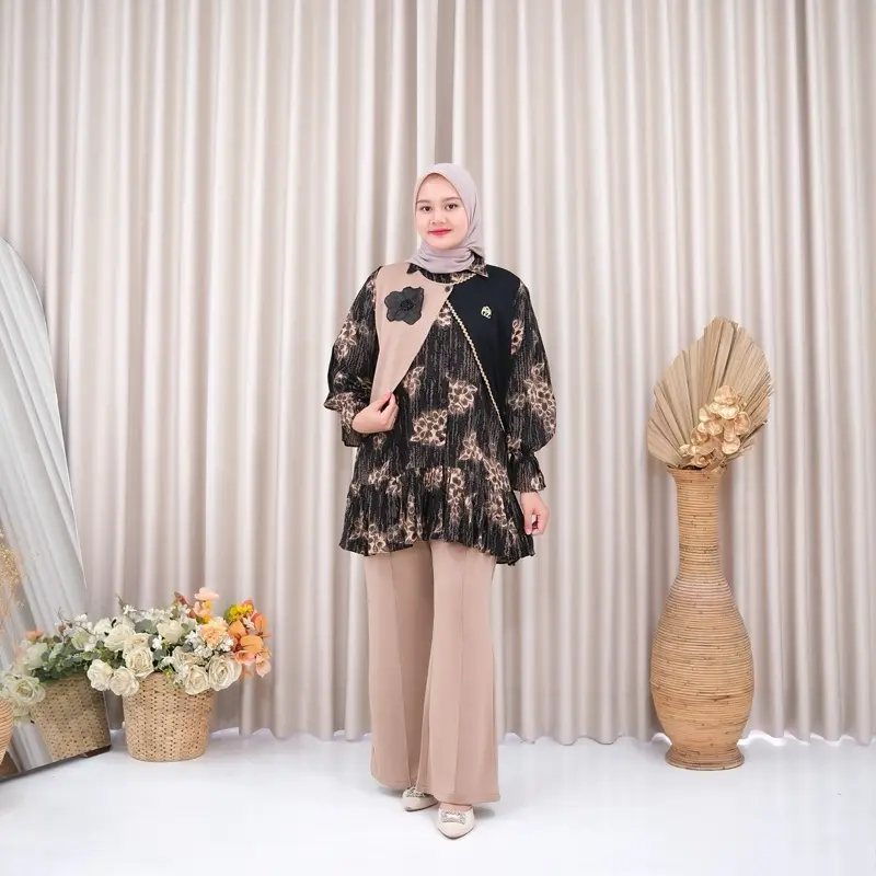 Gwenza - Zalina Setelan Celana Motif - Muslim  Wanita 0