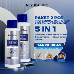 [Dapat 2 PCS] MEZUCA Profesional Hair Cream Refreshing Treatment Tanpa Bilas 5in1 Sun Protection Conditioner Vitamin Serum Masker Rambut  Efek Salon