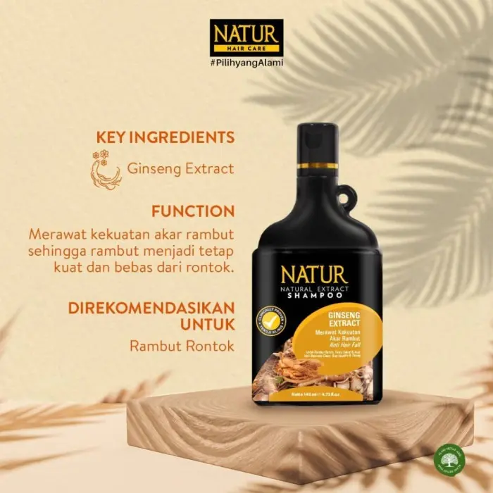 Natur shampoo extract gingseng 80ml & 140ml - Shampoo anti hair fall/perawatan mengurangi rambut rontok conditioner