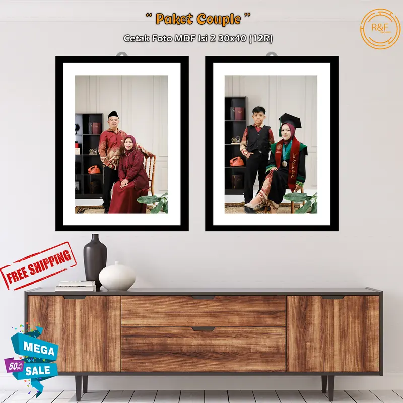 Cetak Foto 12R Bingkai MDF Ukuran 30x40 Dapat 2PCS Rectangle Dinding Minimalist 0