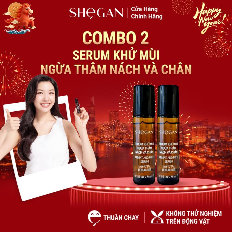 Combo 2 Chai Serum Khử Mùi Ngừa Thâm Nách Và Chân SHeGAN - Khử Mùi Ngăn mùi Mồ Hôi Dưỡng Ẩm Vùng Da Dưới Cánh Tay Phù Hợp Cho Mọi Loại Da Khử Mùi Hôi Lăn Khử Mùi