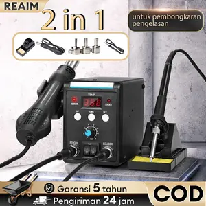 Reaim Stasiun Solder 8586 700W 2 in 1 Digital Display SMD Ulang Hot Air Solder Besi 220V ESD Las Pematrian Alat Perbaikan/ Tampilan Digital 8586 2 in 1 BGA Ulang Stasiun Solder  Udara Panas + Besi Listrik welding machine