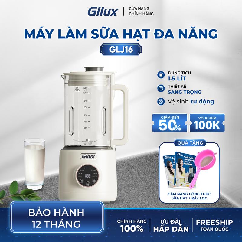 [Pre Order] Máy làm sữa hạt GLJ16 dung tích 1,5 Lít, Đồ ồn thấp, Bền đẹp TẶNG kèm cẩm nang công thức sữa hạt