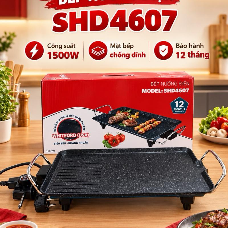 Bếp nướng điện không khói - Tiện lợi, An toàn, Đa năng - MẶT BẾP CHỐNG ĐINH, TOA NHIỆT ĐỀU, ĐIỀU CHỈNH NHIỆT ĐỘ, LINH HOẠT, AN TOÀN KHI SỬ DỤNG