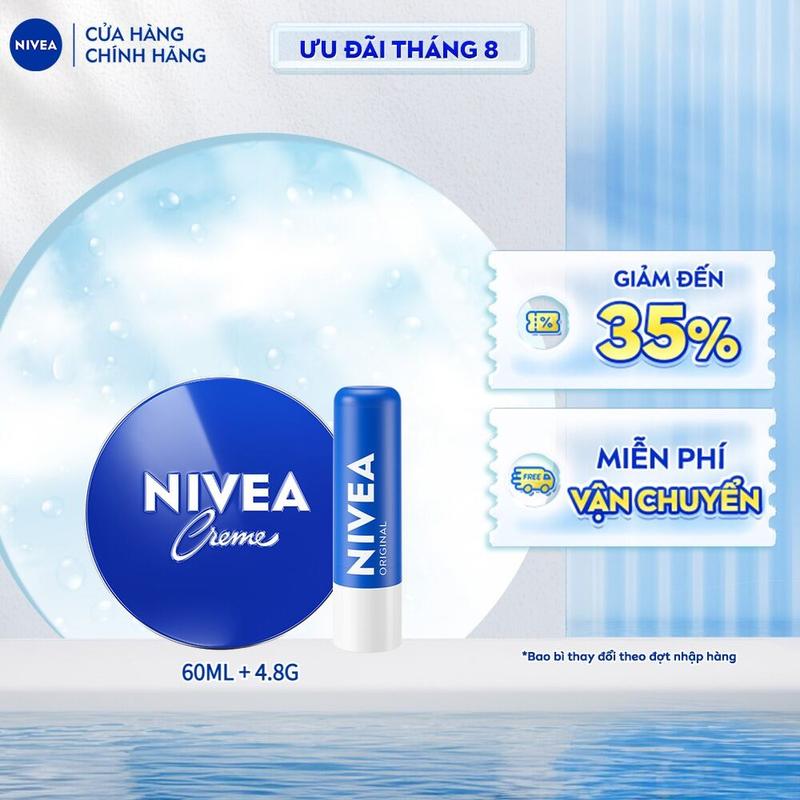 [MỚI] Bộ Đôi Kem Dưỡng Ẩm NIVEA Crème (60ml) & Son Dưỡng Chuyên Sâu NIVEA Original Care (4.8 g) - 85061 + 80102 Nữ Dưỡng Body - Women, Làm Đẹp Da