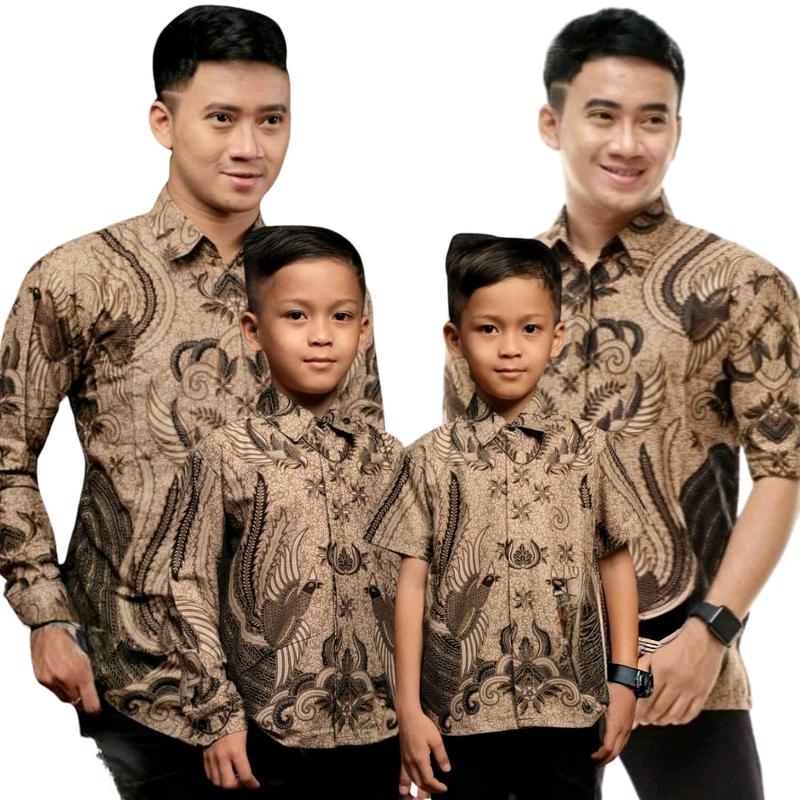 BAJU BATIK COUPLE AYAH DAN ANAK MOTIF IRONMAN MOCCA Hem Dewasa Panjang Katun 1