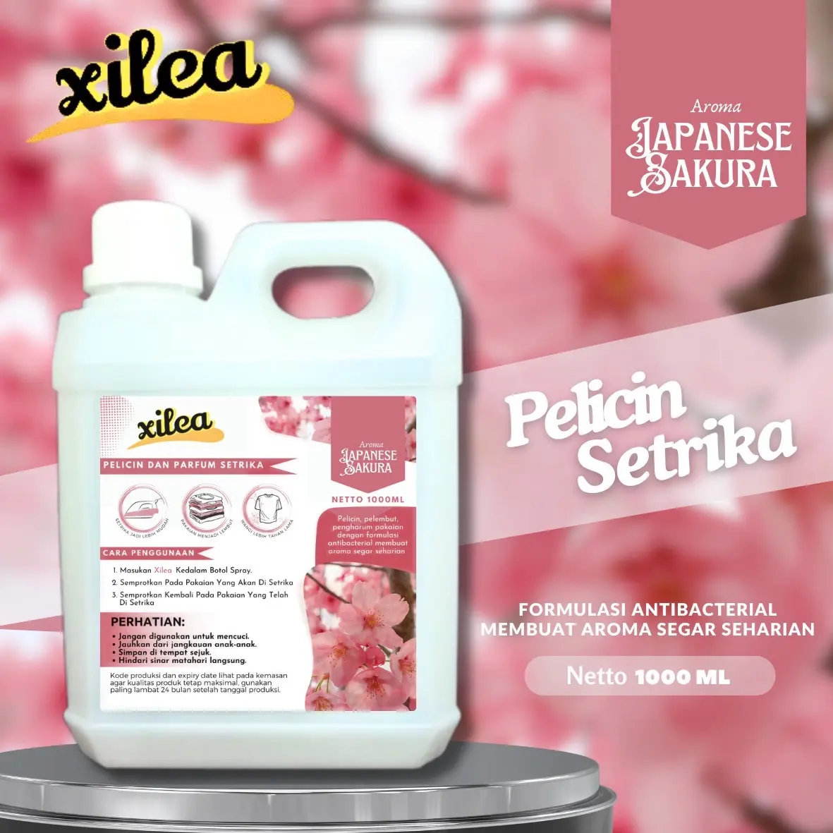 Xilea Pewangi Trika Laundry Pelembut 1000ml - Wangi Tahan Lama Kispray Untuk Baju Pink Putih Biru Merah Cairan
