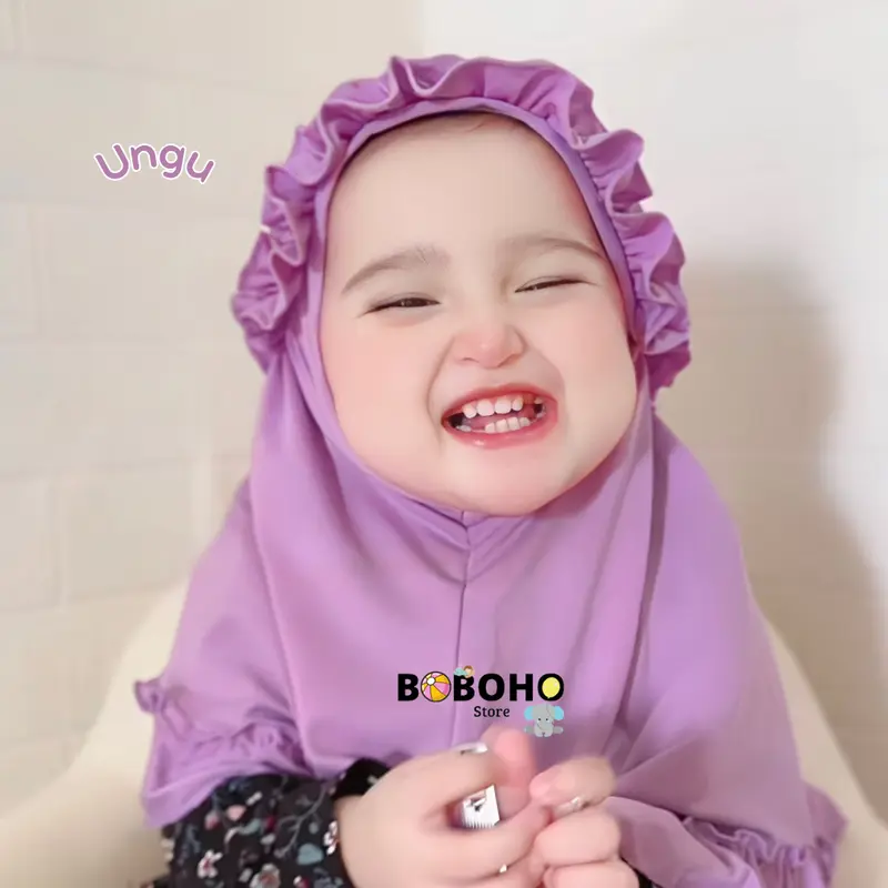 BOBOHO - Jilbab Anak Bayi Lokal Raina Kriwil 0-3 Tahun / Hijab Baby Muslim Kerudung Instan Pita 8