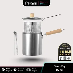freemir Panci Deep Fry 12 CM  4in1 Saringan Stainless Steel Fryer Pot Set