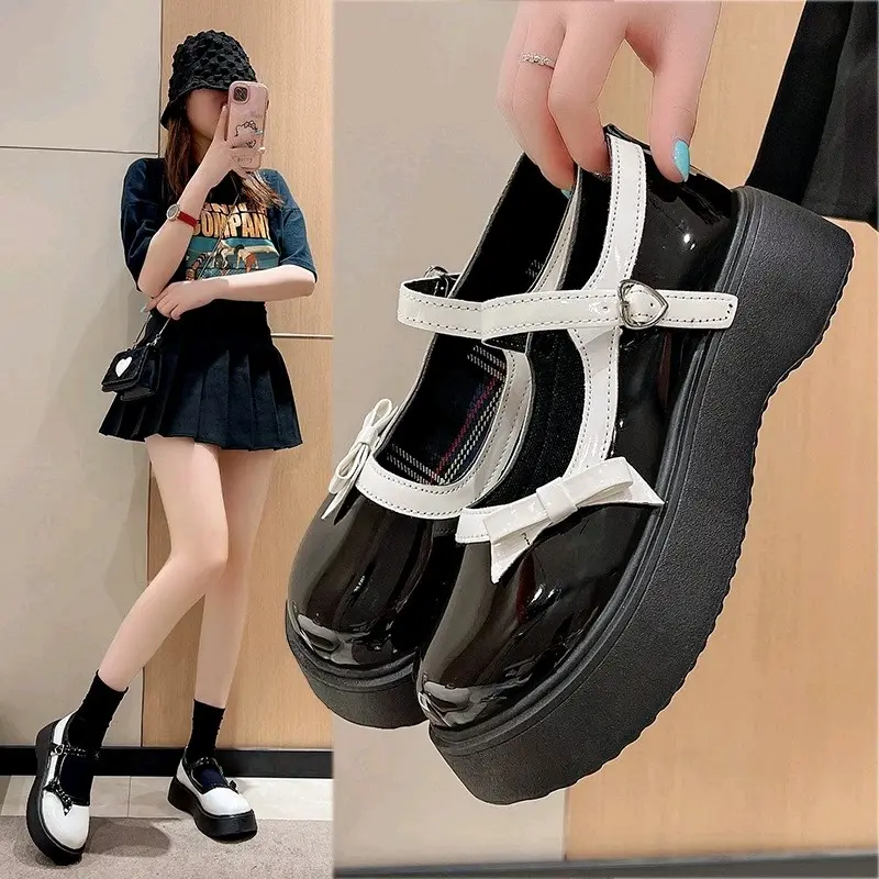 Mary Jane Shoes Sepatu Platform Upper Pita Hak Karet Tali Gasper KI-107 Premium 0
