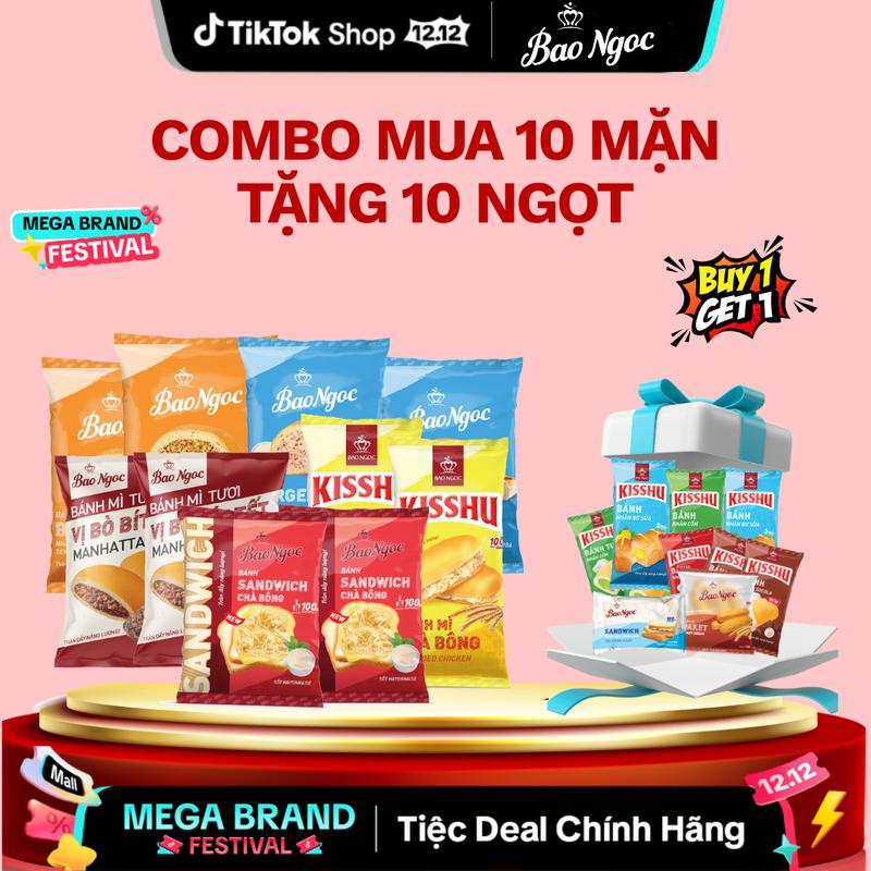   Mua 10 Bánh Mặn Tặng 10 Bánh Nhân Ngọt  CHỈ TRÊN LIVE Bánh Mì Tươi  Nhân Chà Bông Nhân Gà Nhân Bò Nhân Cốm Nhân Socola Nhân Đậu đỏ,Bánh Mì Tươi Bảo Ngọc 