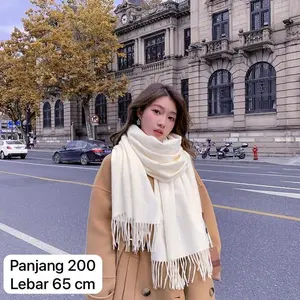 SBY Syal Fashion Korea Wanita Pria Cashmere Immitation Scarf Wool Winter Autumn Musim Semi Dingin Motif Polos Bahan Tebal Nyaman Sejuk DIngin Untuk Unisex Ukuran panjang 200cm lebar 65cm