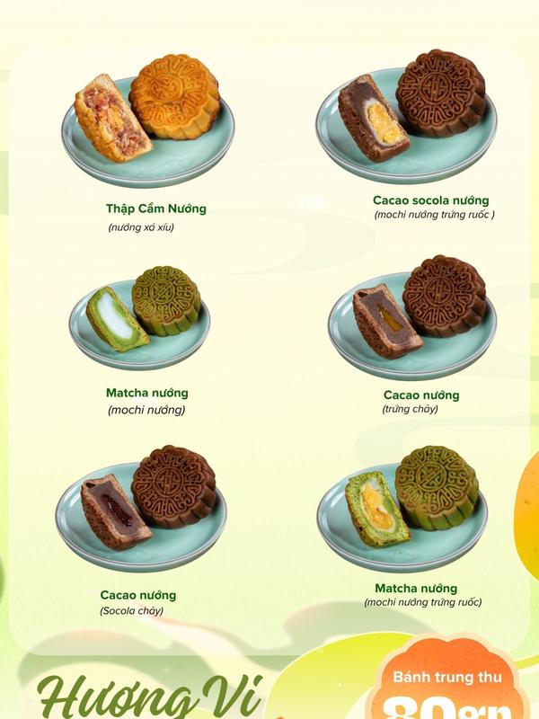  LÂM THỦY Bánh trung thu nướng 85gr :Matcha nướng Thập Cẩm nướng  Cacao nướng 