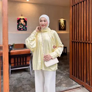 Rachel Kemeja Blouse Atasan Batwing Wanita Wanita Panjang Rayon Twill Kekinian