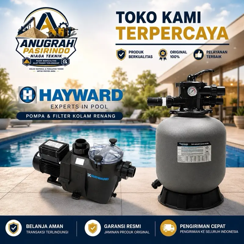 Paket Pompa Kolam Renang 1HP Hayward sand filter Emaux P350 + Pasir - 1/2HP