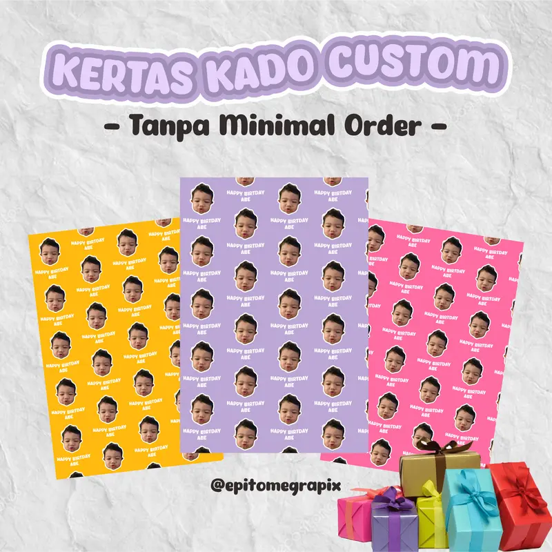 Kertas Kado Custom Muka | Kertas Kado Muka Wajah | Kertas Kado Viral | Kertas Kado Bijian 0