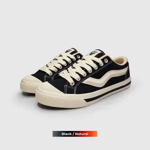 Sepatu Ventela Public Fat Low Black Natural Casual Sneakers Shoes Kasual Hitam Pria wanita