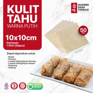 SRT-KULIT TAHU TAWAR PUTIH 10X10 | 50PCS HALAL | LENTUR | UNTUK LUMPIA AYAM,HEKENG,GOHYONG