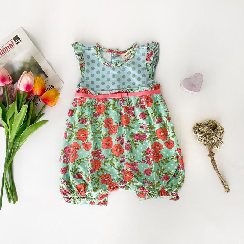 Ownerbabysical 3-24BULAN ROMPER POLKA FLOWER - ROMPER ANAK PEREMPUAN LUCU 0