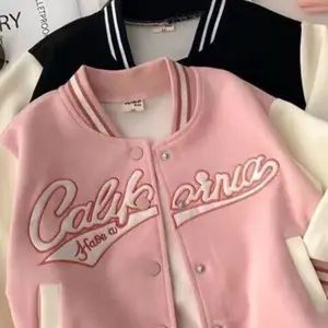 Jaket Varsity Anak Cewek Cowok California baseball Korean Style Bahan Fleece Tebal