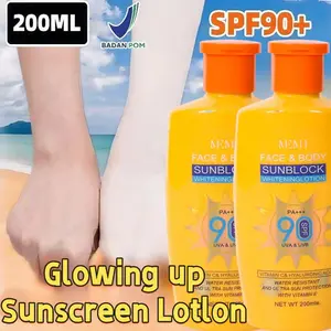 Glowing Up Sunscreen Lotion 200ML Whitening Sunblock Cream SPF90 PA +++ Wajah Dan Badan Sunscreen Sun Protect & Moisture Lotion UV Protection Tahan Air Double Whitening Sun Block SPF 90 Sun Screen Wajah Sunblock Tahan 12 Jam PA+++