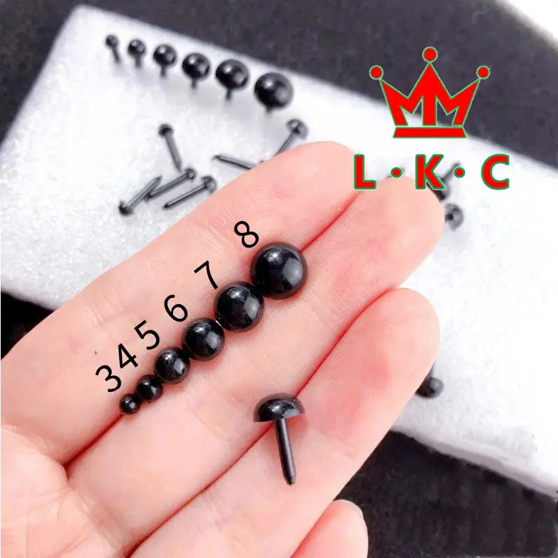 DE02 3mm-8mm ReadyStock Plastic Black Straight Leg Eyes Doll Eye Black Eye Mata Patung Lurus Kaki Mata Boneka Mata Gelang
