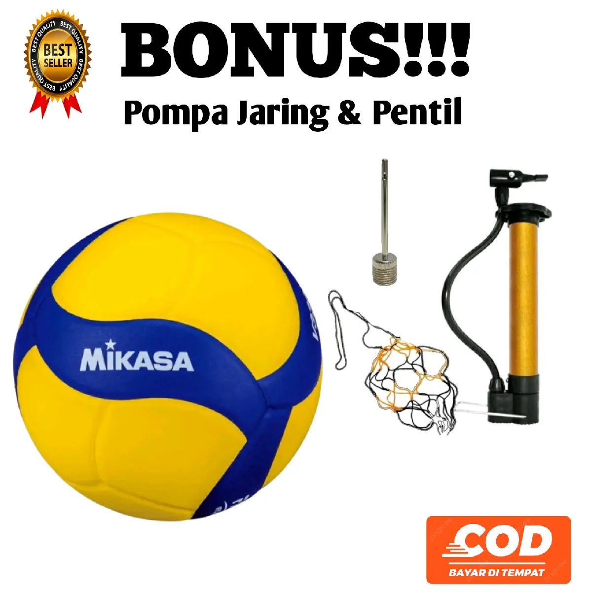 Bola Volly Mikasa Indoor atau Outdoor Free Pompa Pntil dan jaring Voly