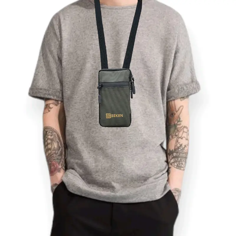 Tas hp - hanging wallet - dompet kartu & hp - tas selempang pria - ABU Hitam 2