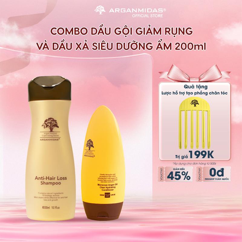 Bộ Dầu Gội Dầu Xả Ngừa Rụng Thương Hiệu Quốc Tế ARGANMIDAS Giảm Rụng Hỗ Trợ Dày Tóc